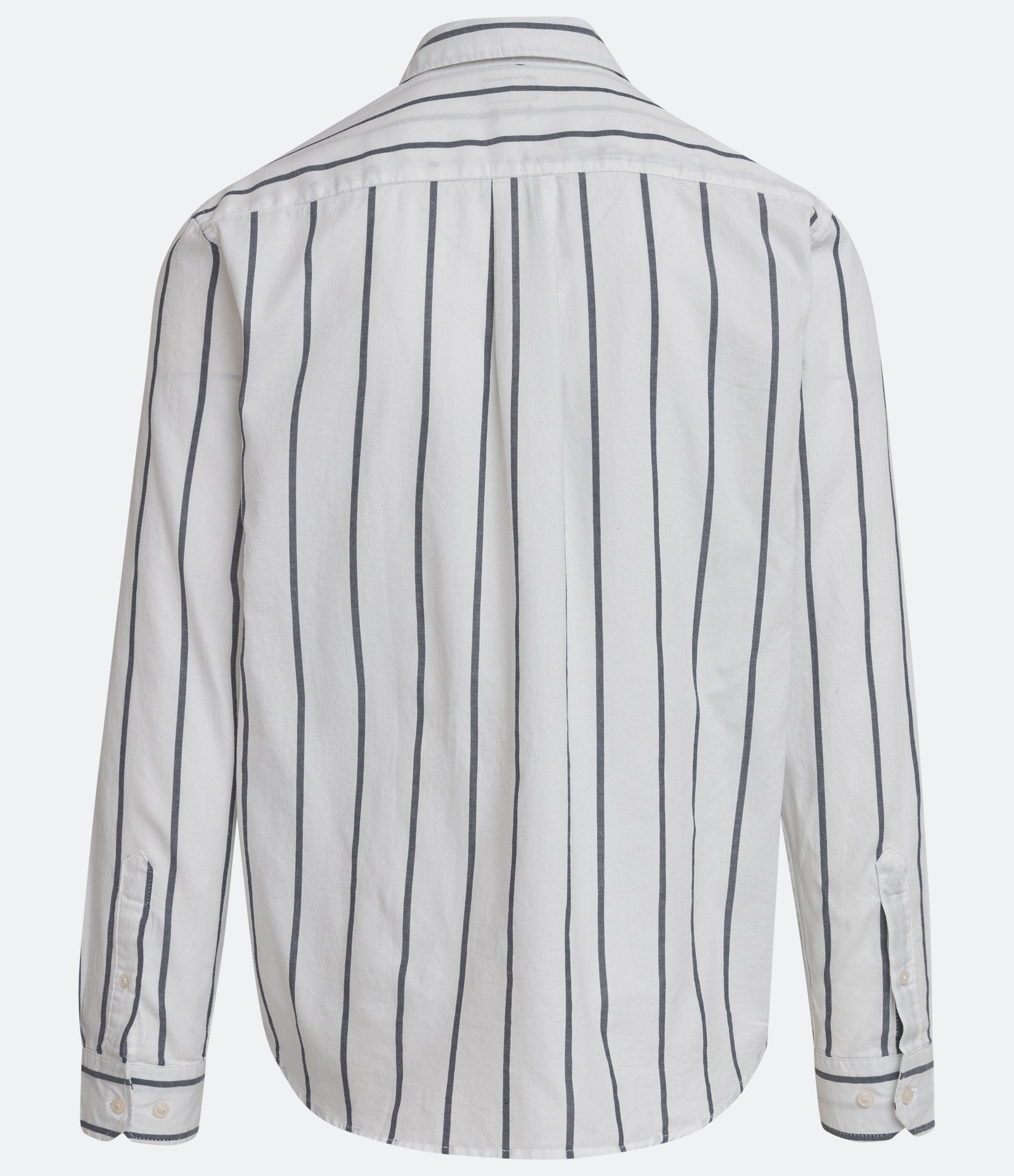 Camisa Comfort em Algodão com Listras e Manga Longa Branco 8