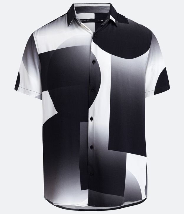 Camisa Comfort en Viscosa con Estampado Geométrica Degradado Negro 6