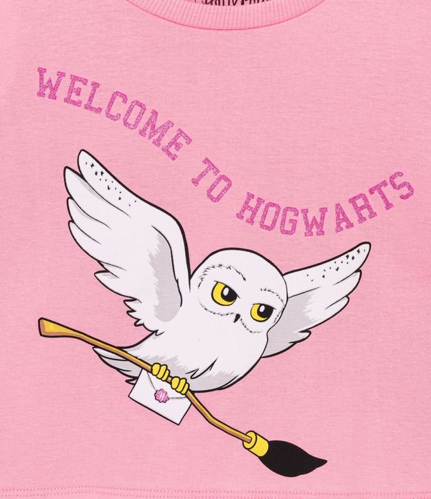 Blusa Cropped Infantil con Estampado Edwiges Harry Potter - Talle 5 a 14 años Rosado 3