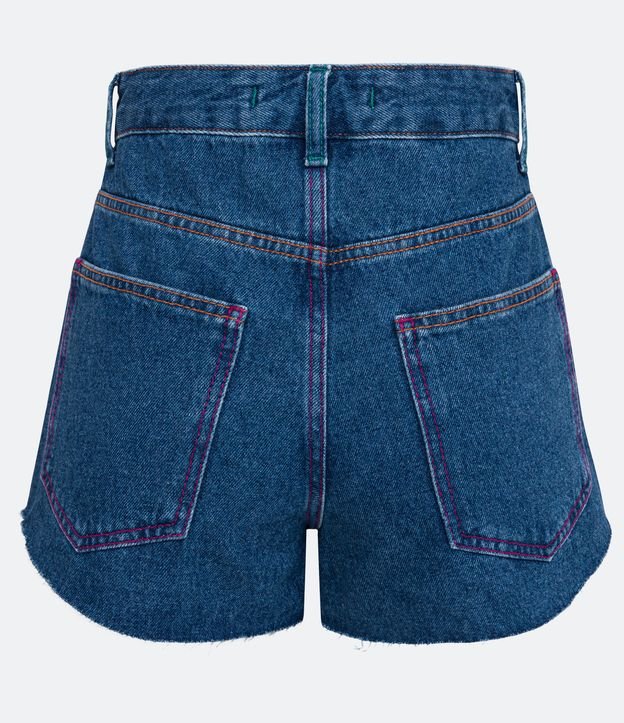 Short Cintura Alta en Jeans con Barra de hilo y Pespuntes de Fijación Azul 6