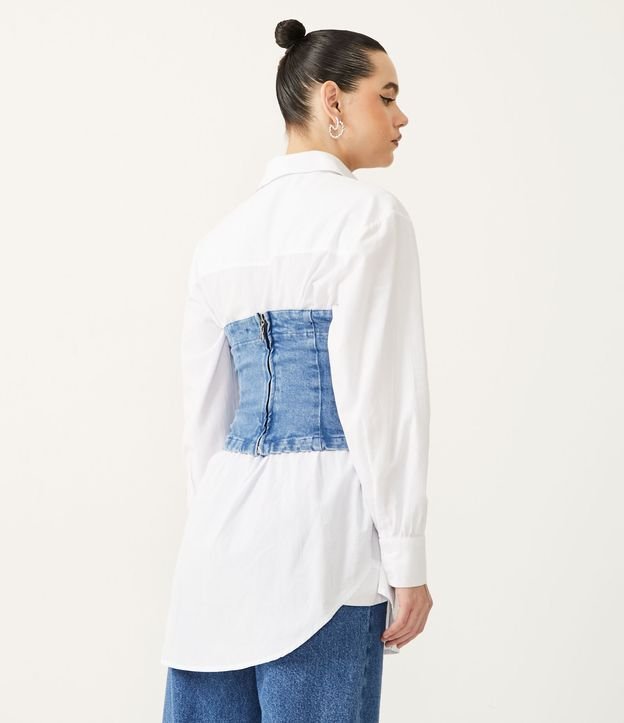 Blusa Cropped Tomara Que Caia em Jeans com Decote Coração Azul 3