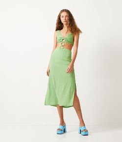 Vestido Midi em Viscose com Argolas e Cintura e Costas Abertas
