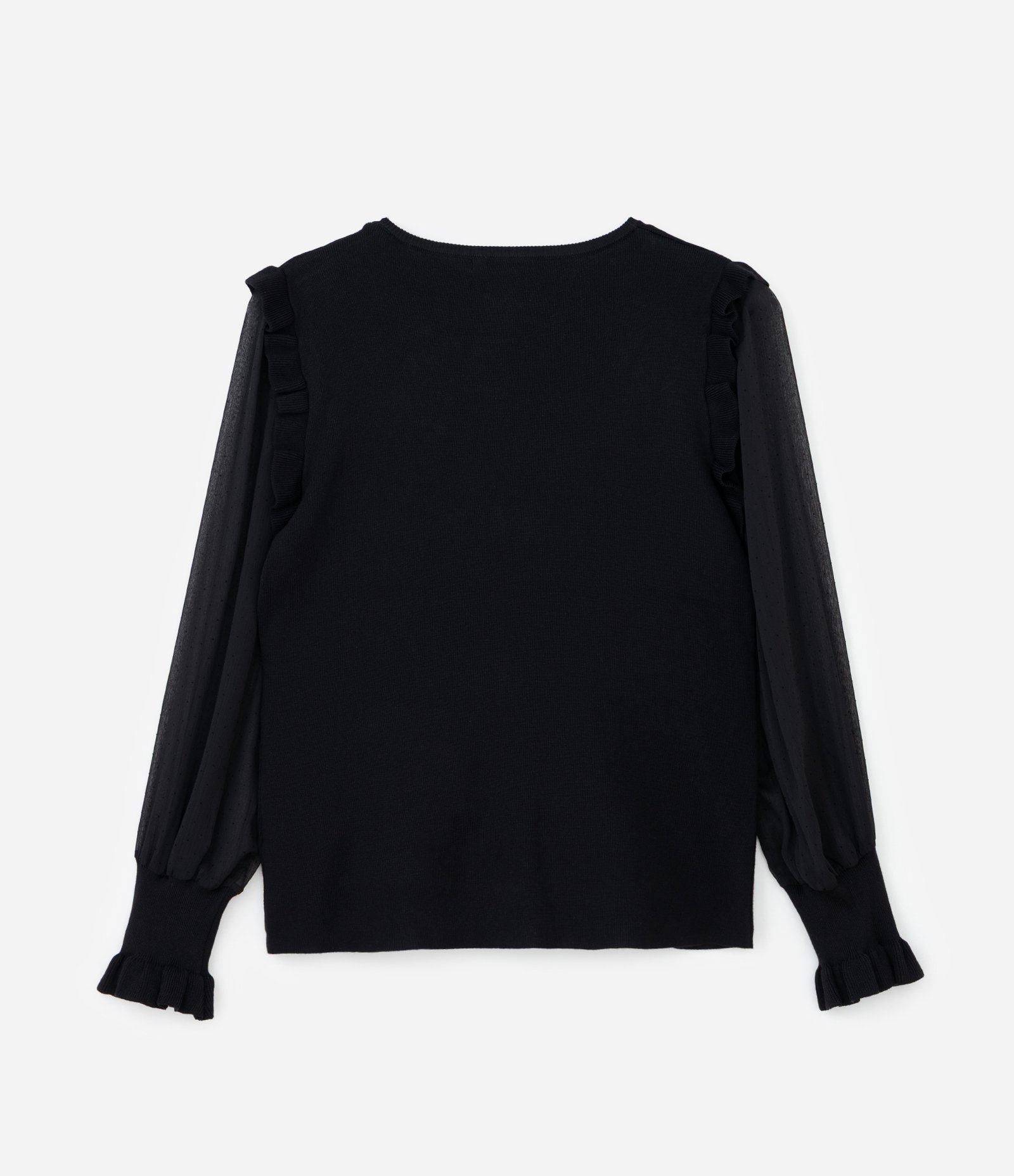 Blusa em Tricô com Manga de Chiffon Curve & Plus Size Preto 6