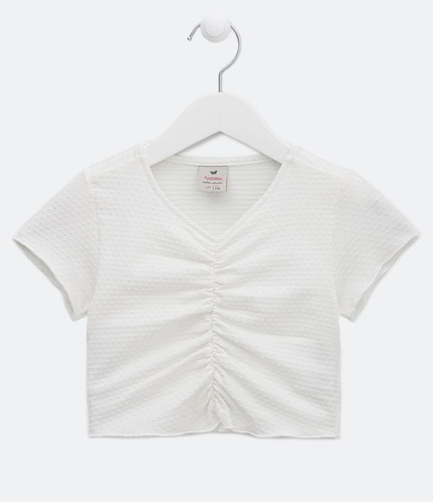 Blusa Infantil Texturizada com Franzido - Tam 5 a 14 Anos