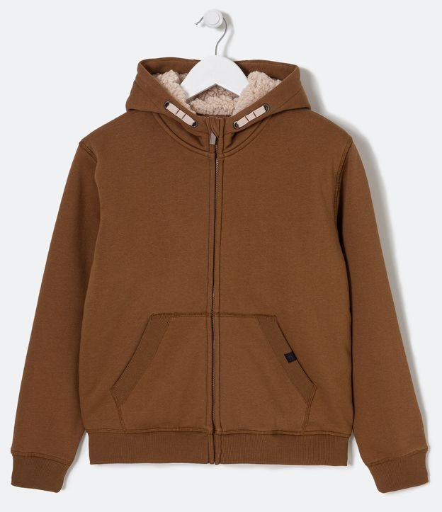 Jaqueta Infantil com Capuz e Forro Carneirinho - Tam 5 a 14 Anos