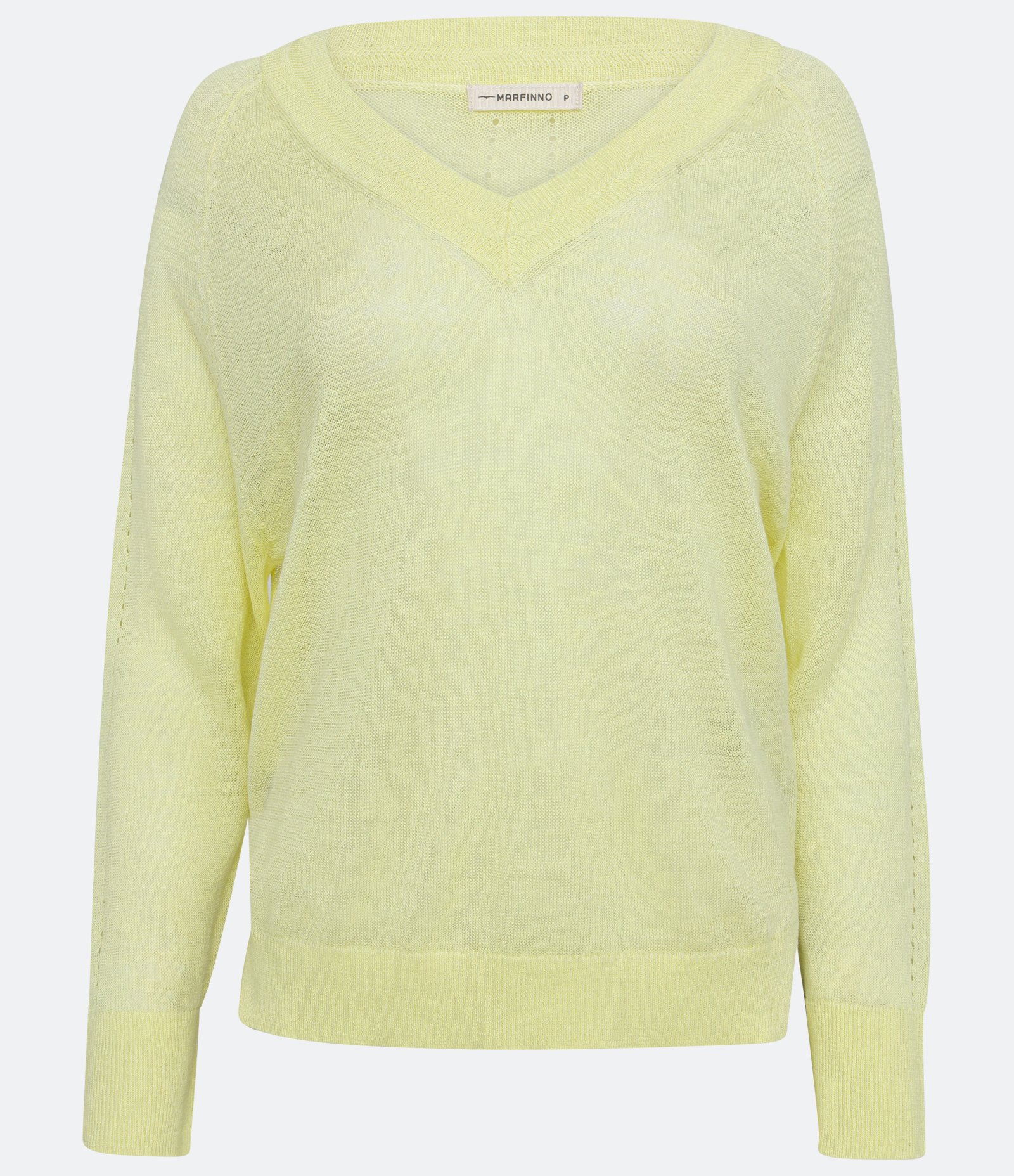 Blusa em Tricô de Linho Puro com Decote V Amarelo 1