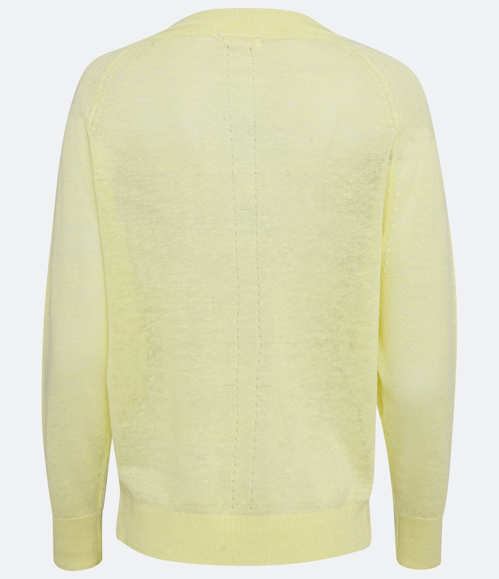 Blusa em Tricô de Linho Puro com Decote V Amarelo 2