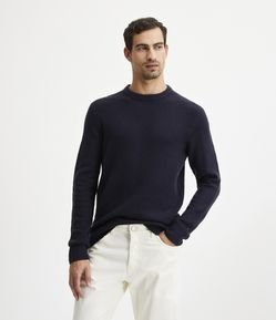 Suéter Comfort Básico com Textura e Punho Ajustado