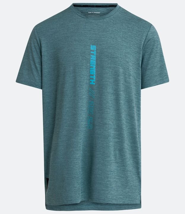 Camiseta Esportiva com Lettering Refletivo e Etiqueta na Barra Azul Mineral 6
