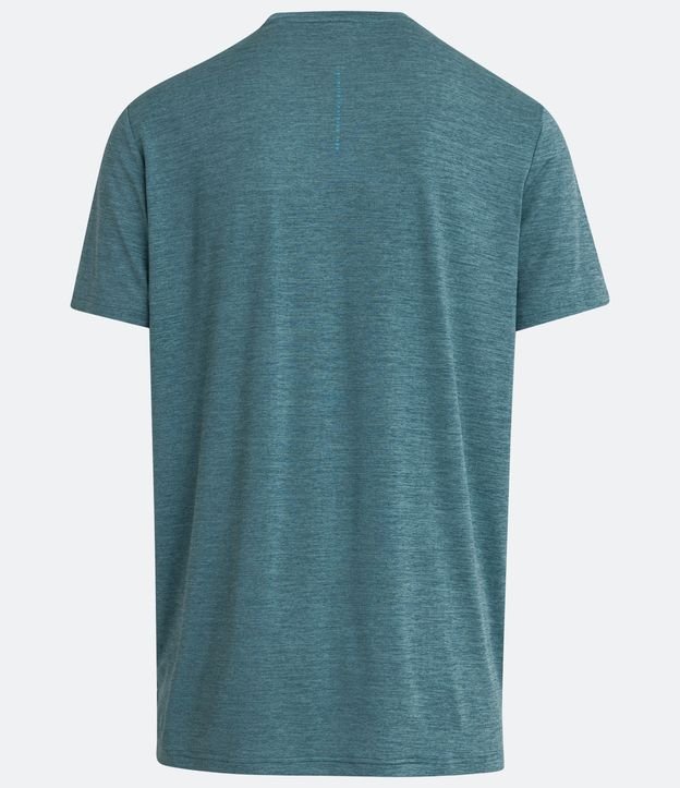 Camiseta Esportiva com Lettering Refletivo e Etiqueta na Barra Azul Mineral 7