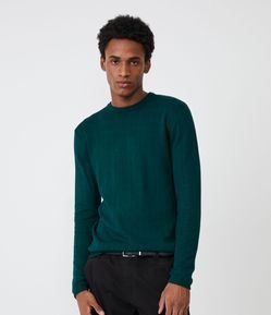 Suéter Slim em Tricô com Textura e Listras