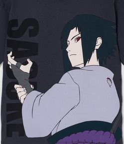 Camiseta Infantil com Estampa do Sasuke Acompanha Bandana - Tam 5 a 12 anos  Cinza