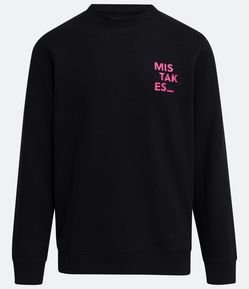 Blusão Fechado Slim em Algodão com Lettering e Punho Ajustado