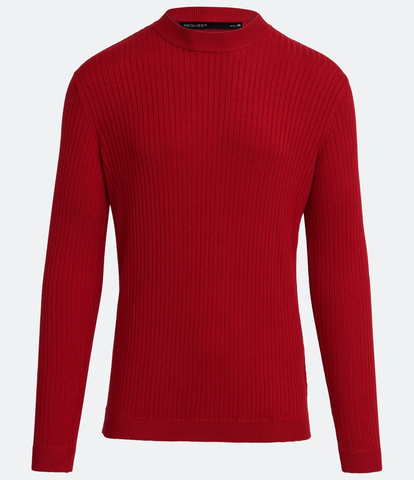 Suéter Slim em Tricô com Textura Canelada Vermelho 1