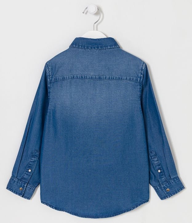 Camisa Infantil Jeans com Bolsos - Tam 5 a 14 Anos Azul 2