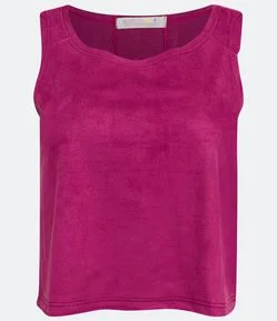 Blusa Regata com Decote Redondo e Alça Larga