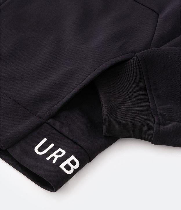 Campera Deportiva Infantil con Recortes y Etiquetinha - Talle 5 a 14 años Negro 3
