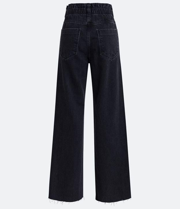 Pantalón Años 90 Cintura Alta en Jeans con Cintura Elástica y Bolsillos Negro 7