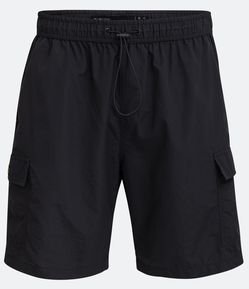 Bermuda Cargo em Poliamida com Cós Elástico e Regulador