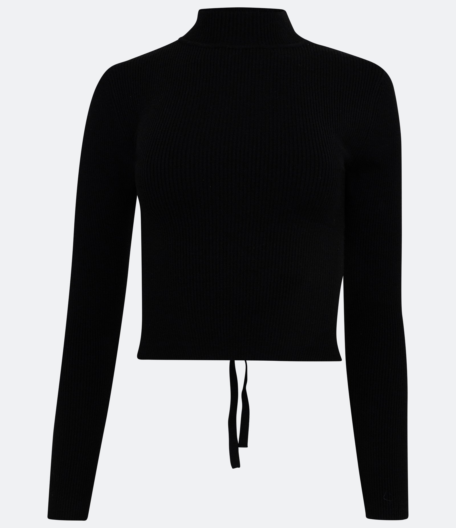 Blusinha em Tricô Canelado com Amarração e Manga Longa 1