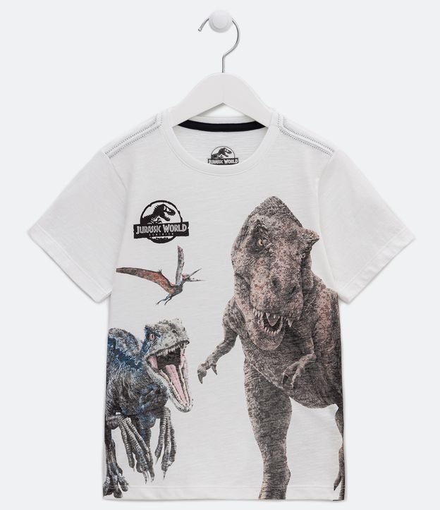Camiseta Infantil com Estampa de Dinossauros do Jurassic World - Tam 5 a 14 anos