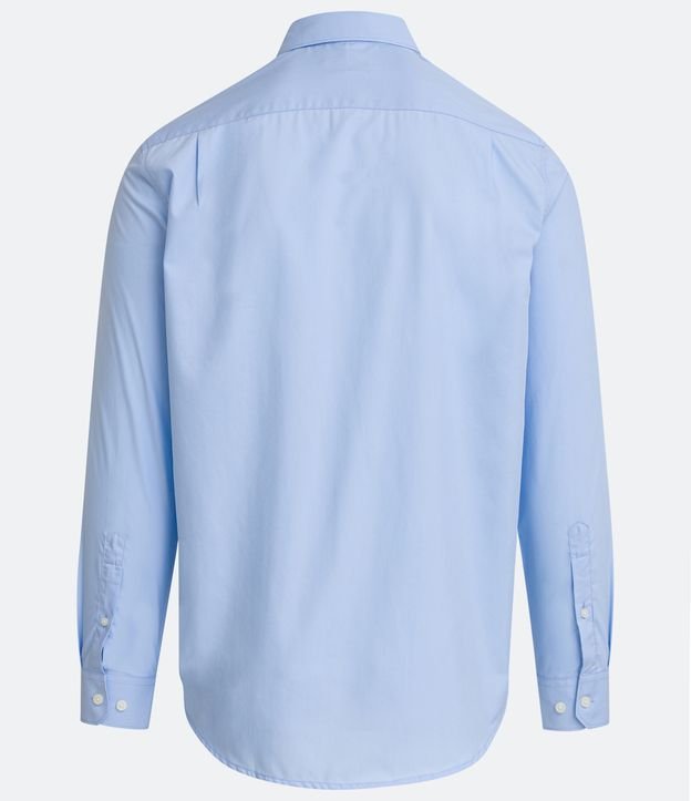 Camisa Regular em Microfibra com Gola Colarinho e Manga Longa Azul 7