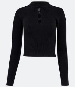 Blusa Cropped em Tricô com Abertura no Busto