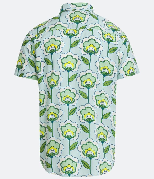 Camisa Regular em Viscose com Estampa de Flores Retrô