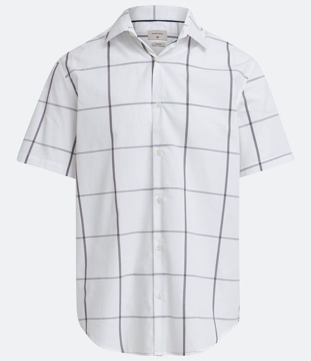 Camisa Comfort em Algodão com Estampa Xadrez Branco 5