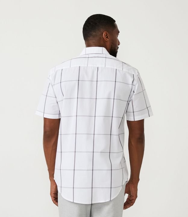 Camisa Comfort em Algodão com Estampa Xadrez Branco 3