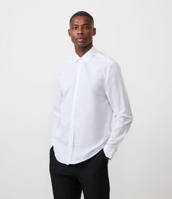 Camisa Comfort em Algodão com Listras Risca de Giz