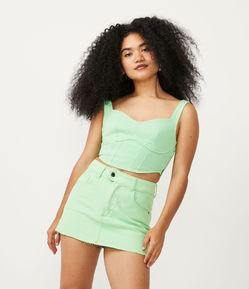 Blusa Regata Cropped Corset em Sarja com Lastex