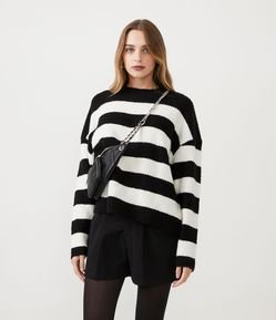 Blusão em Tricô com Estampa Listrada