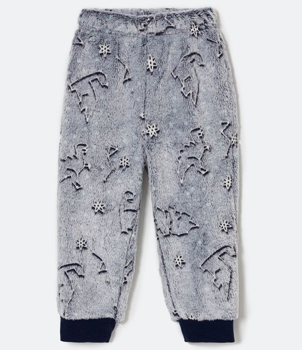 Pijama Largo Infantil en Fleece con Estampado Constelación Brilla en la Oscuridad - Talle 2 a 10 años Gris 3