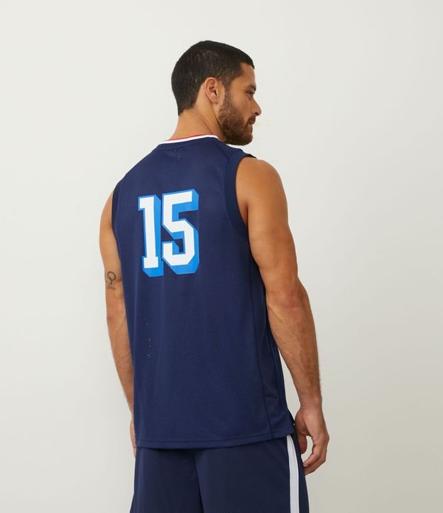 Musculosa Deportiva de Baloncesto Texturizada con Estampado USA 15 Azul 3