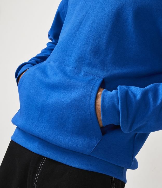 Blusão Oversized em Algodão com Capuz e Bolso Canguru Azul 5