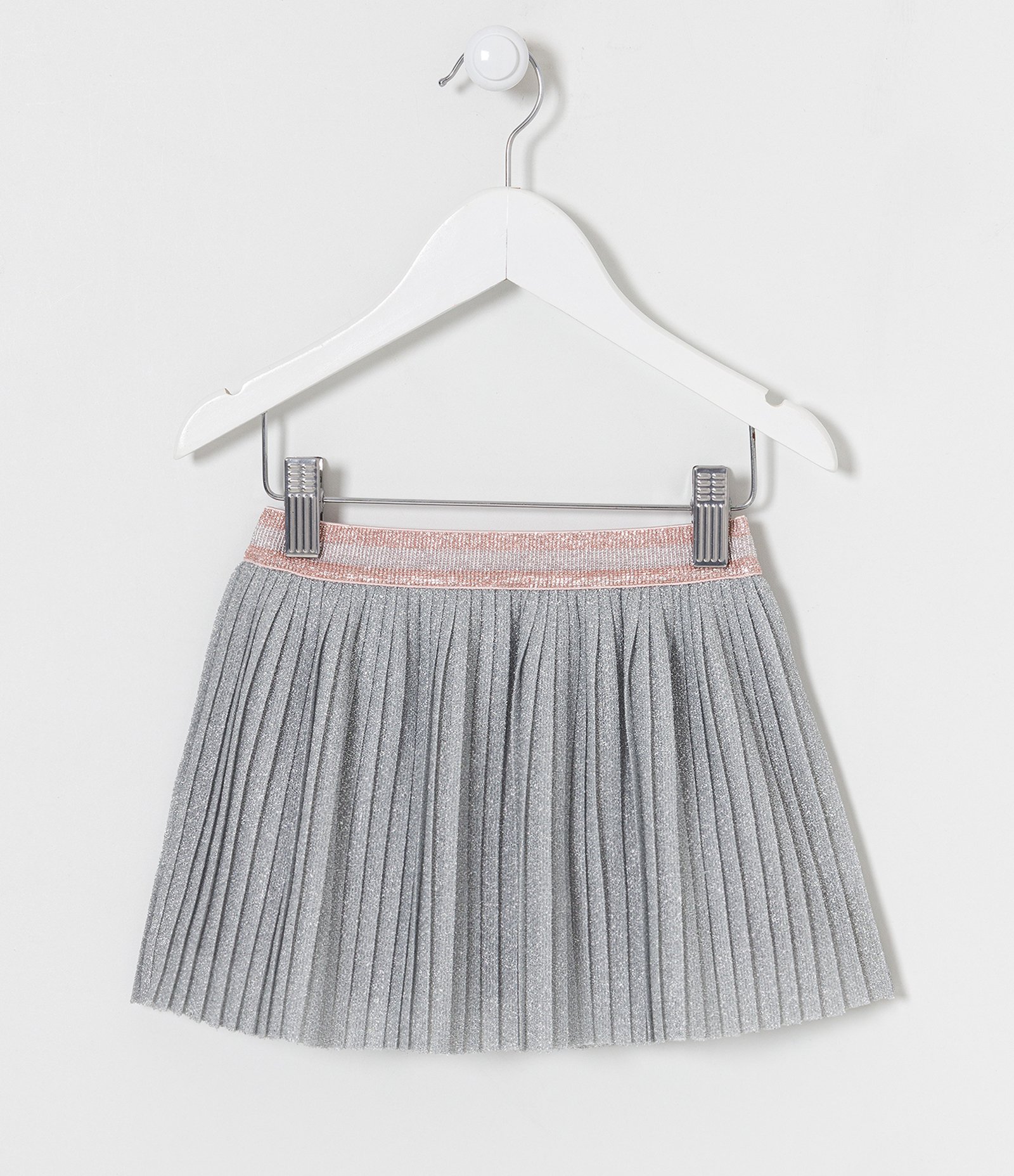 Saia Infantil Plissada com Elástico na Cintura - Tam 1 a 5 Anos Cinza 1