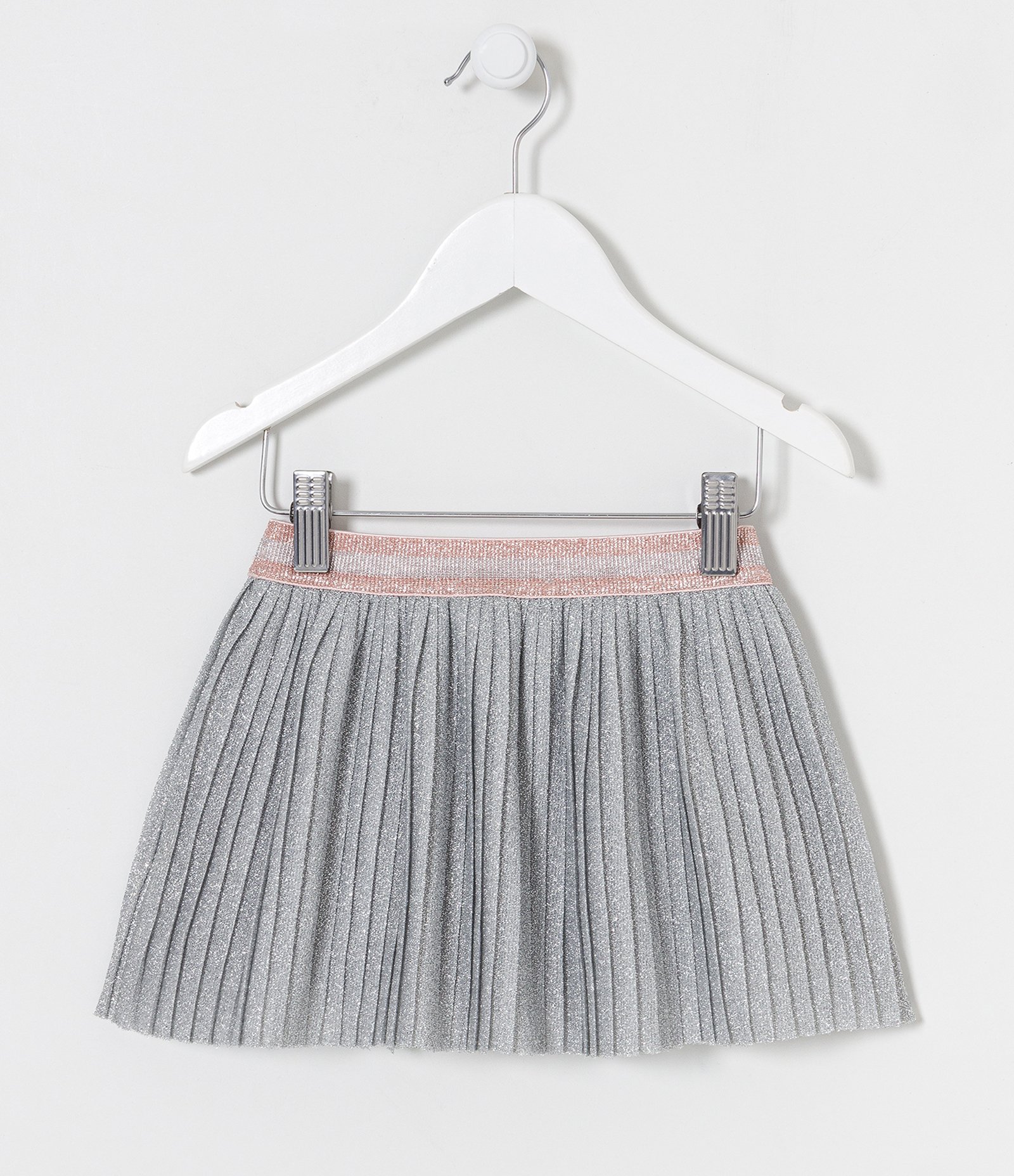 Saia Infantil Plissada com Elástico na Cintura - Tam 1 a 5 Anos Cinza 2