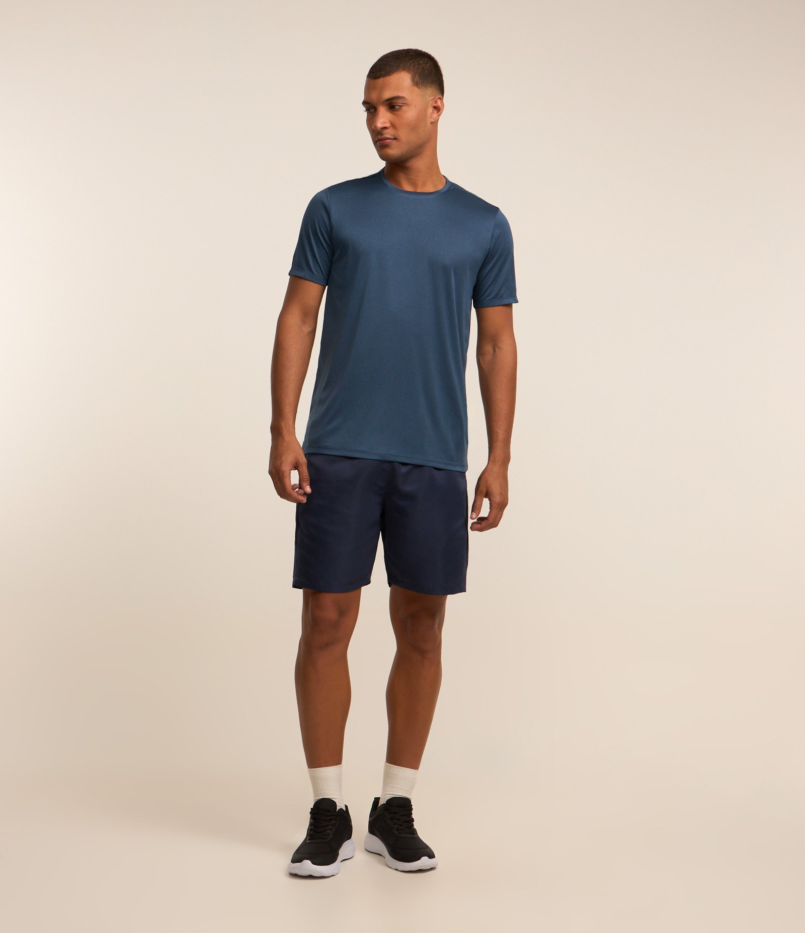 Camiseta Esportiva Básica em Tecnologia Dry com Manga Curta Azul Mar 2