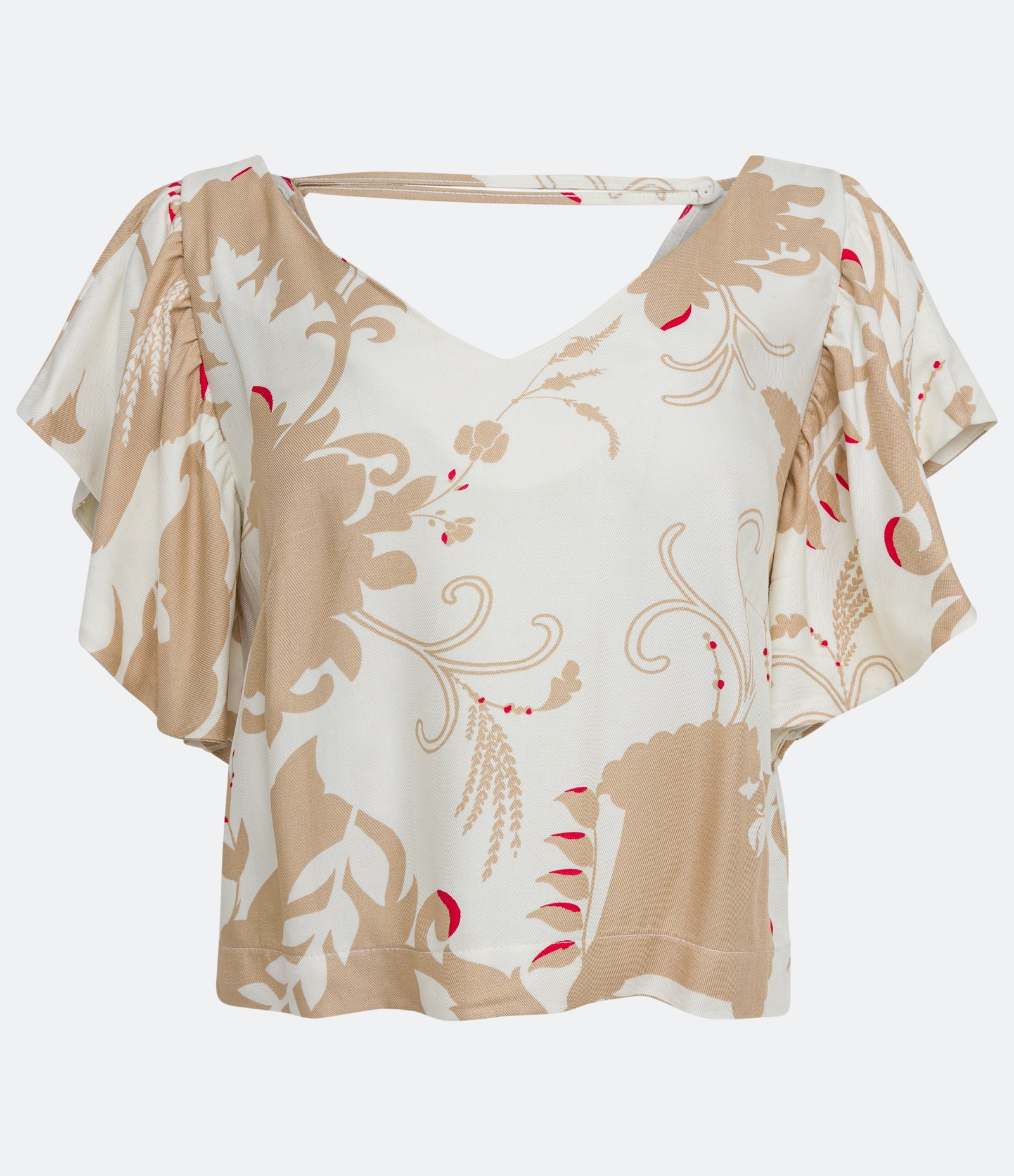 Blusa em Viscose com Decote V e Estampa Floral Branco 6
