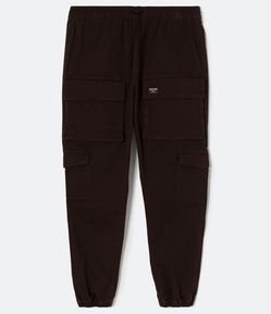 Calça Jogger em Sarja com Cós Elástico e Bolsos Cargo