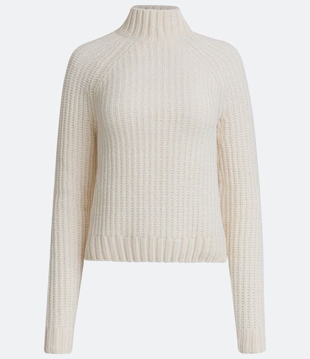 Buzo en Chenille Texturizado con Cuello Alto Off White 5