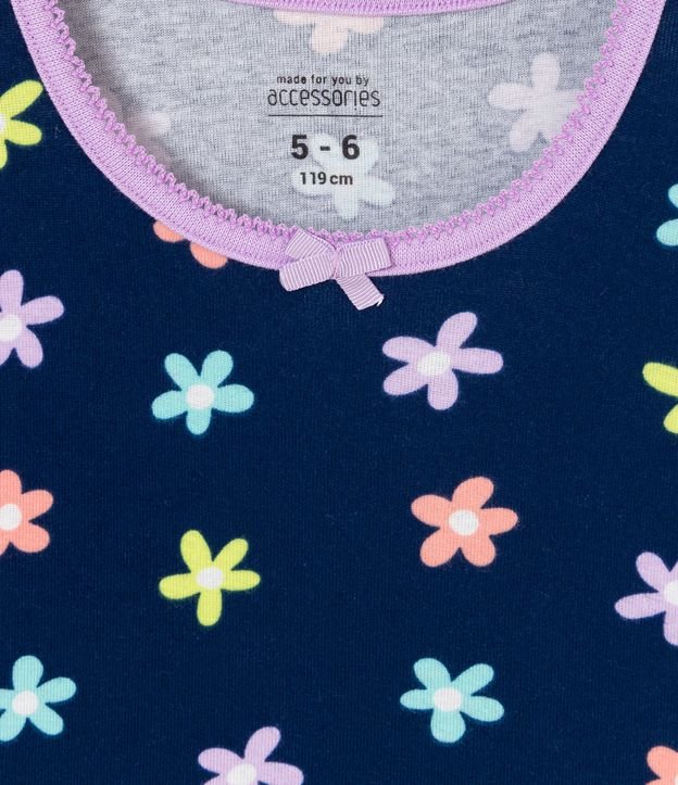 Pijama Corto Infantil Estampado de Margaritas de Colores - Talle 5 a 14 años Azul 2