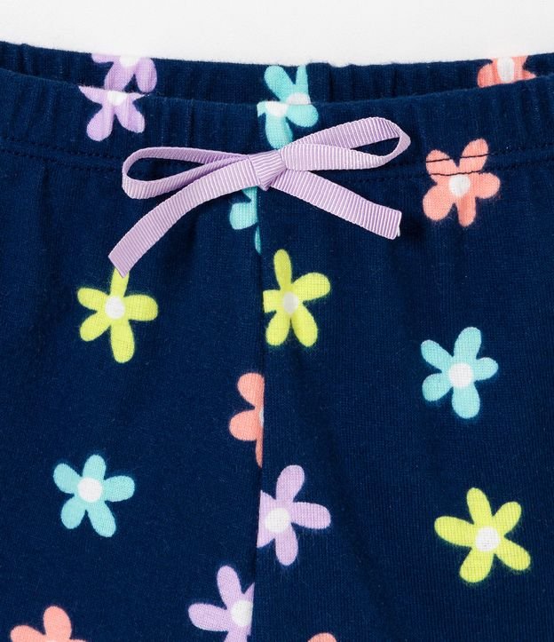 Pijama Corto Infantil Estampado de Margaritas de Colores - Talle 5 a 14 años Azul 4