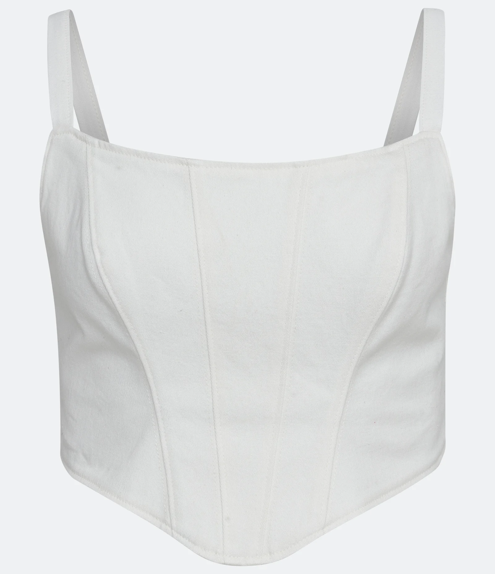Blusa Regata Cropped Corset em Sarja Branco 5