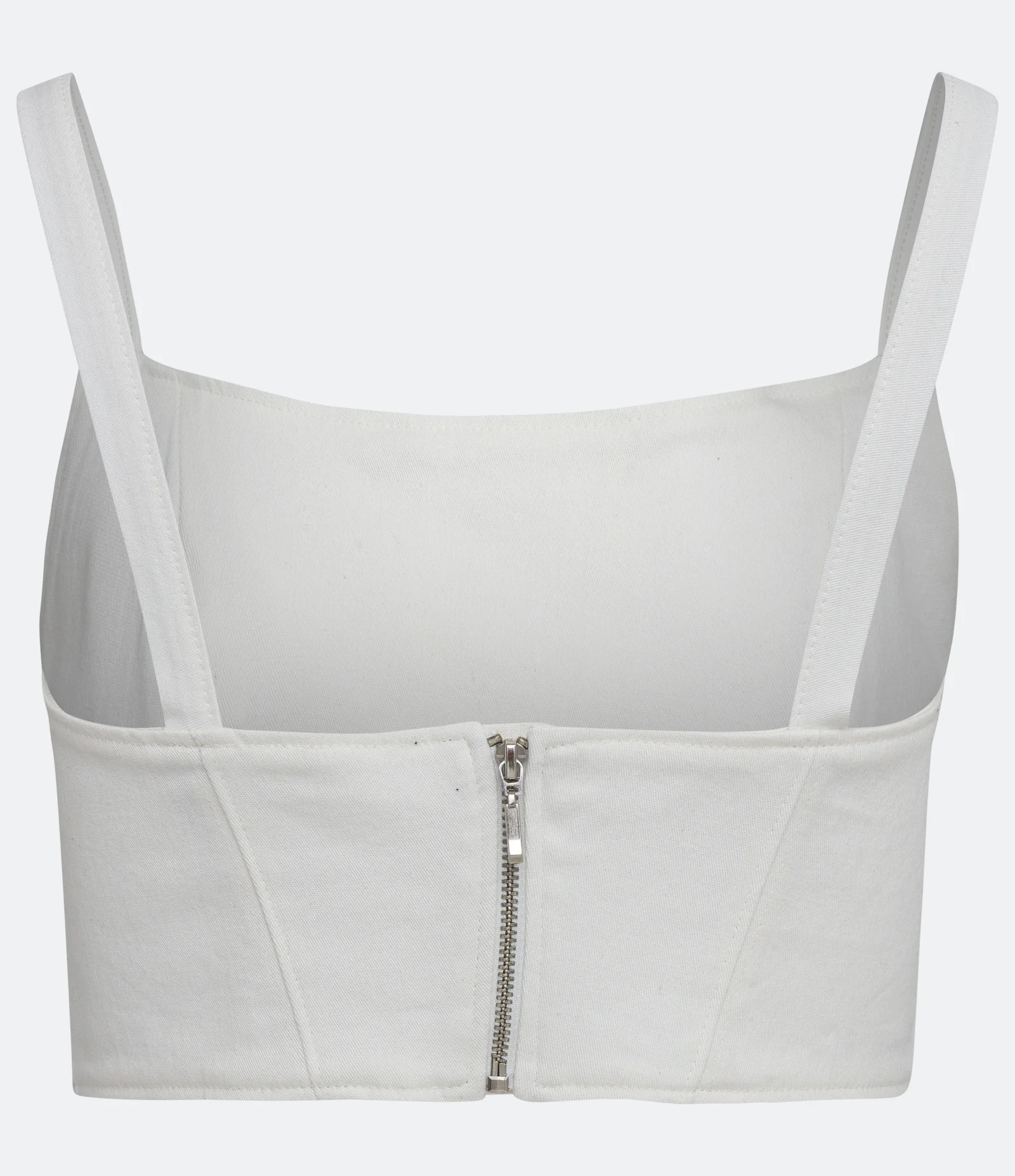 Blusa Regata Cropped Corset em Sarja Branco 6