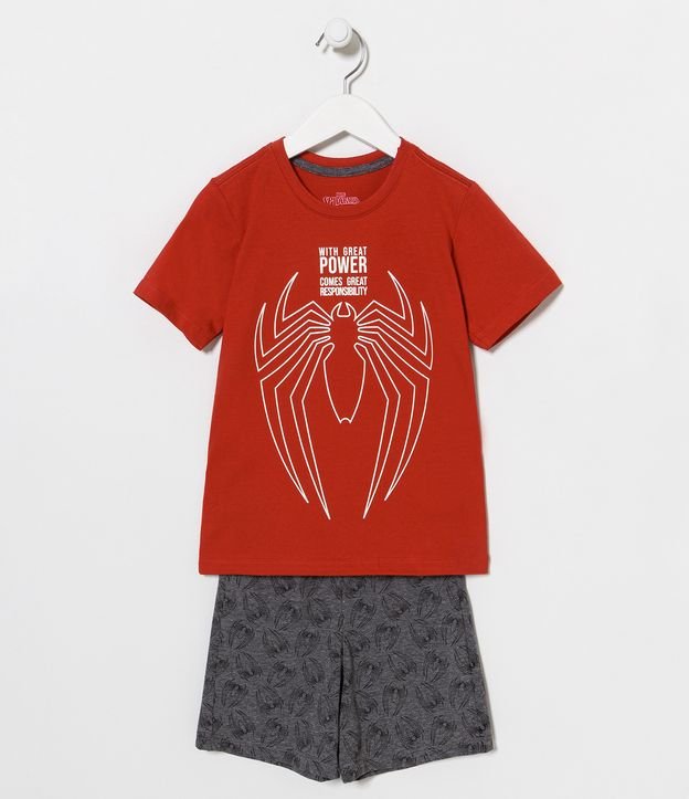 Pijama Curto Infantil Estampa Homem Aranha - Tam 2 a 12 Anos
