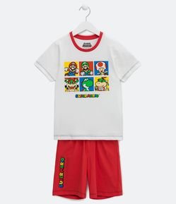 Pijama Curto Infantil Estampa Super Mario e Amigos - Tam 2 a 8 Anos