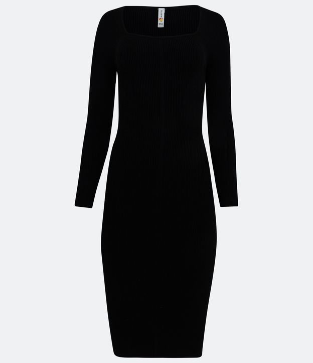 Vestido New Midi en Punto con Manga Larga Negro 5