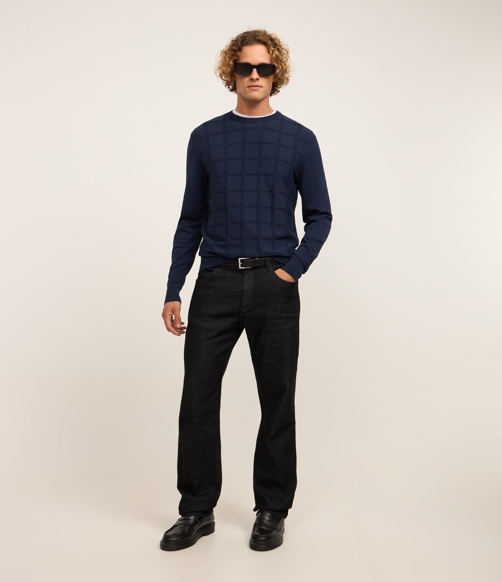 Suéter em Tricô com Textura Quadriculada 2